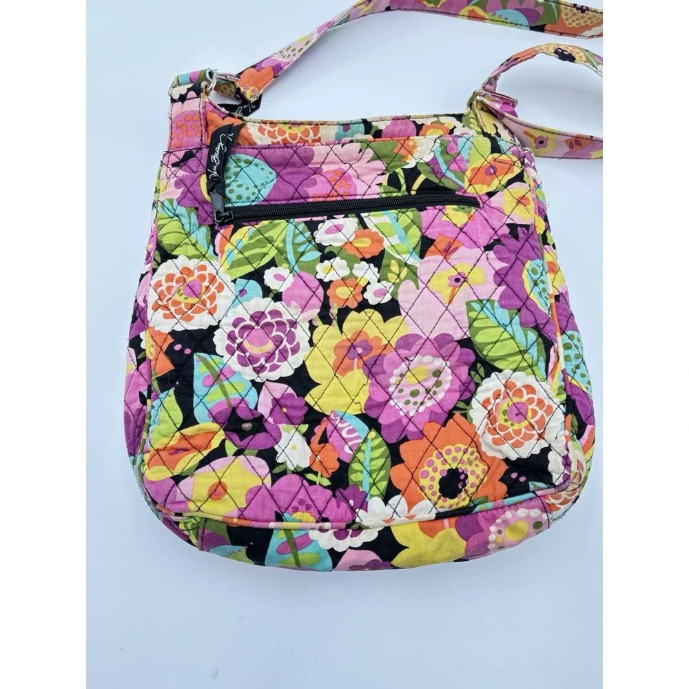 Vera Bradley Floral Quilted Crossbody Messenger‎ Bag Pink Black Boho